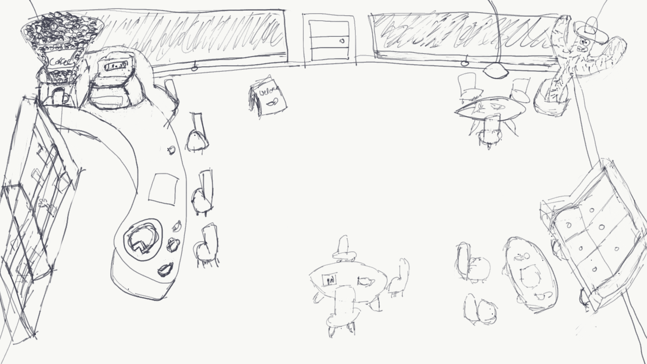 Old Cafe Room Sketch